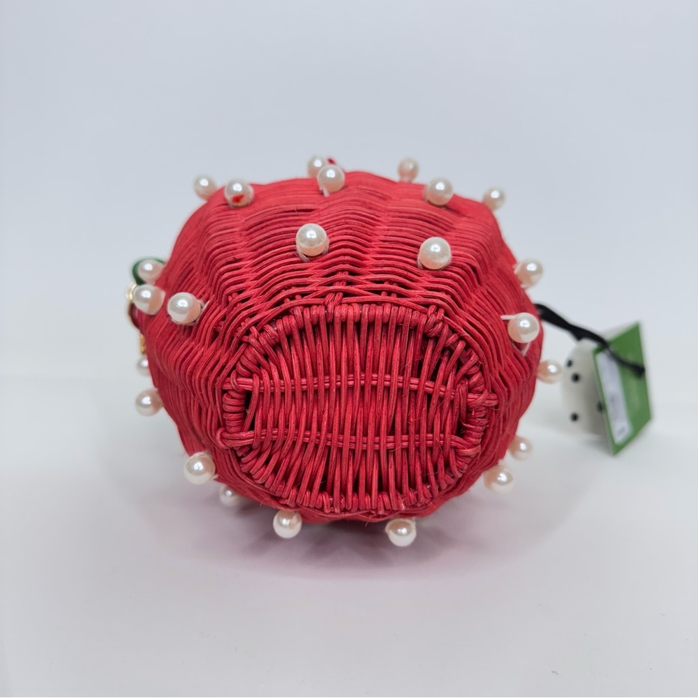 Kate Spade x Target Pearl Embellished Strawberry Wicker Bucket Bag Nwt Handbag - Picture 11 of 15